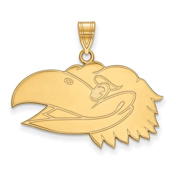 14k Yellow Gold U. of Kansas Large Left Profile Mascot Pendant